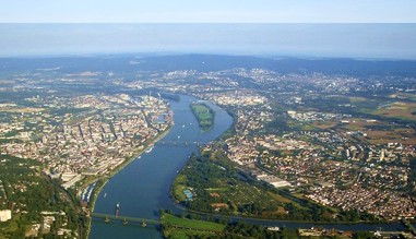 Luftbild von Mainz und Wiesbaden