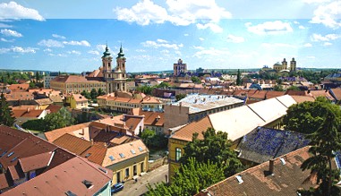 Blick über die Dächer von Eger (Ungarn)