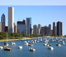 Blick auf die Skyline von Chicago Illinois